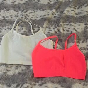 Set of Two Offline Crop Tops - Neon Pink and White